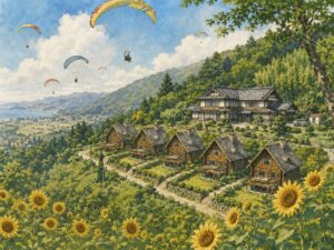 ログハウスのある山