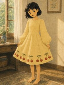 サクランボのニットワンピース