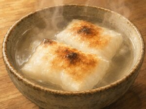 お餅のお焦げスープ