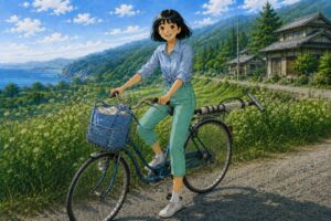 サブリナパンツでサイクリング