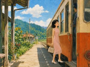 昭和時代のお人形のようなピンクのドレス